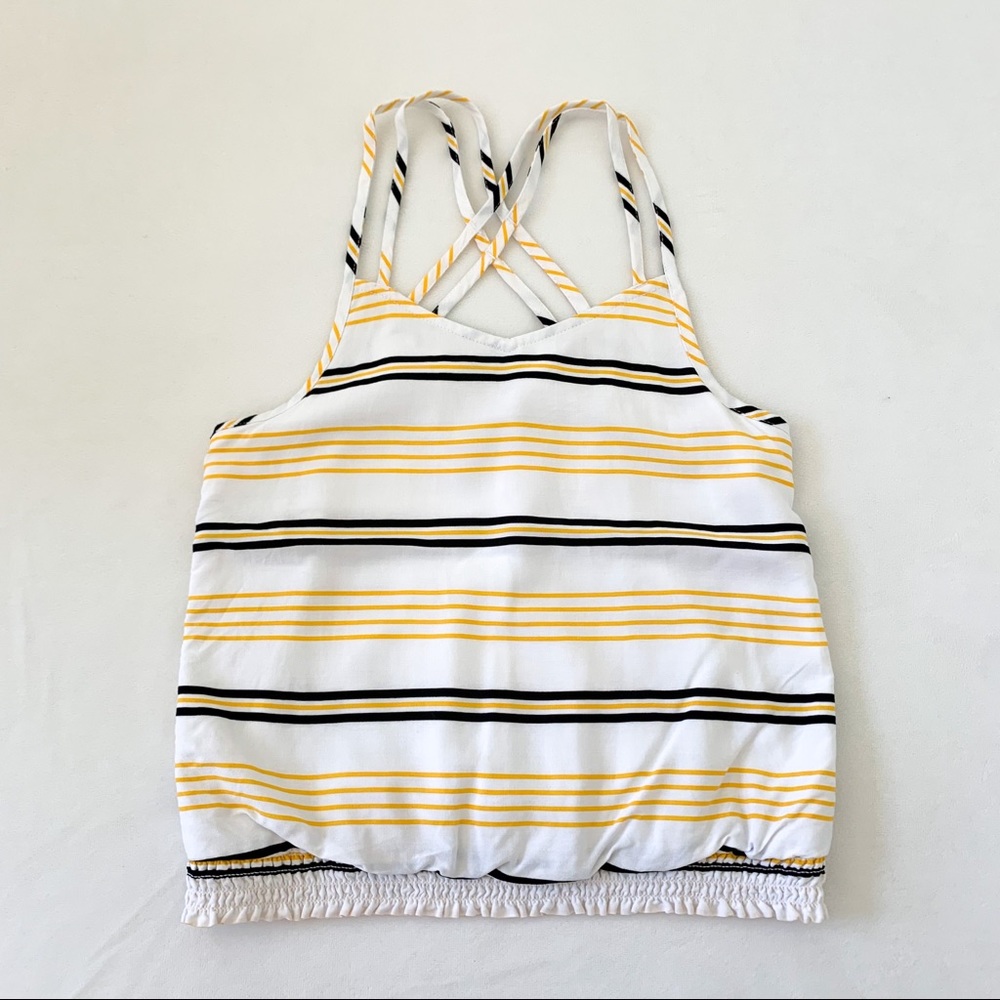 abercrombie kids Girls Yellow & Black-Striped White Tank Top Cami Size 13/14